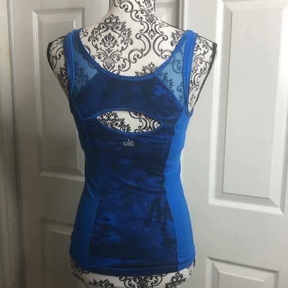 All Yoga Tank Dark Blue Marble Tank Top XS Built In Bra - Picture 5 of 7